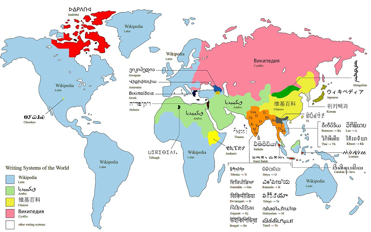 amazingmap's tweet photo. A map of the world’s writing systems https://t.co/zu0YpDbEVQ