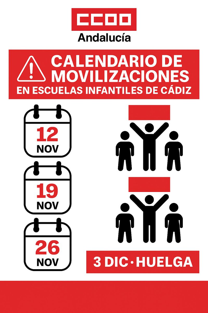 🚨 INFORMACIÓN DEL COMITÉ DE EMPRESA 

MOVILIZACIONES EN LAS #ESCUELAS_INFANTILES

#EscuelaInfantil

#unidadsindical