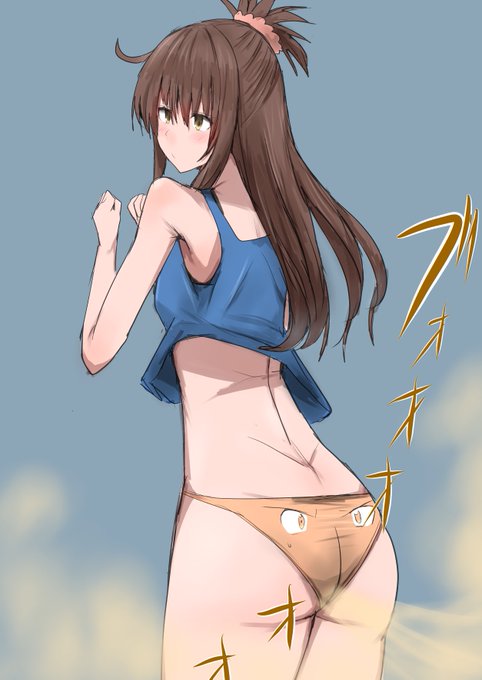 お題のパンツになっているリトを履いているのに気付かず大きなおならをする結城美柑ちゃんです。 