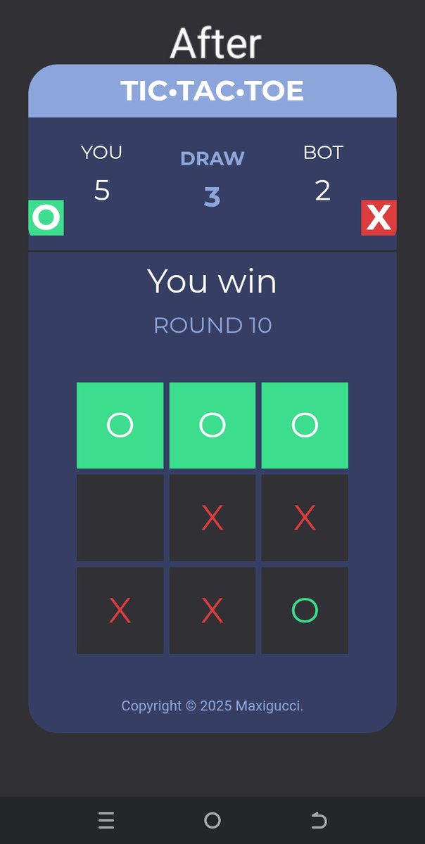 dev_maxigucci's tweet image. I built a Tic Tac Toe game back in 2020 (JS logic + HTML/CSS UI).
It had one sneaky bug I couldn’t fix back then 😅.
Finally squashed it, added a draw counter, and redesigned the UI.
Proof that consistency really pays off.
🎮 maxigucci.github.io/tictactoe2/