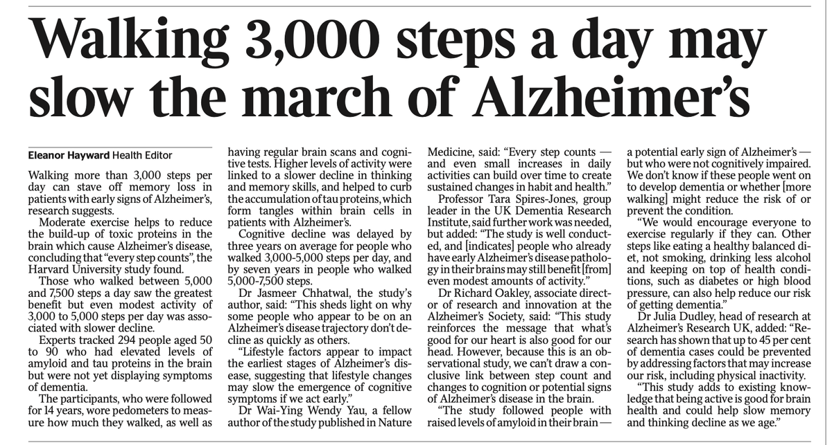 Өдөрт 3000 алхаснаар Альцхаймерээс сэргийлнэ- шинж тэмдэг илэрч буй хүмүүс өдөрт 3000 алхаснаар дээрх өвчний  шинж тэмдэг 3 жилээр хойшилж байна гэж Харвардын судлаачид нотолжээ