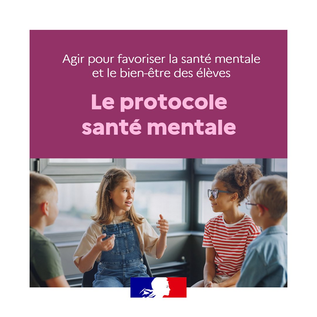 Eduscol's tweet image. 📍Le protocole santé mentale, pour mieux repérer et orienter les élèves en situation de mal-être psychologique

Pour accompagner sa mise en œuvre, les chefs d&apos;établissement et IEN peuvent s&apos;appuyer sur une notice et des modèles de protocoles-cadre 📄

➡ eduscol.education.fr/4063/agir-pour…