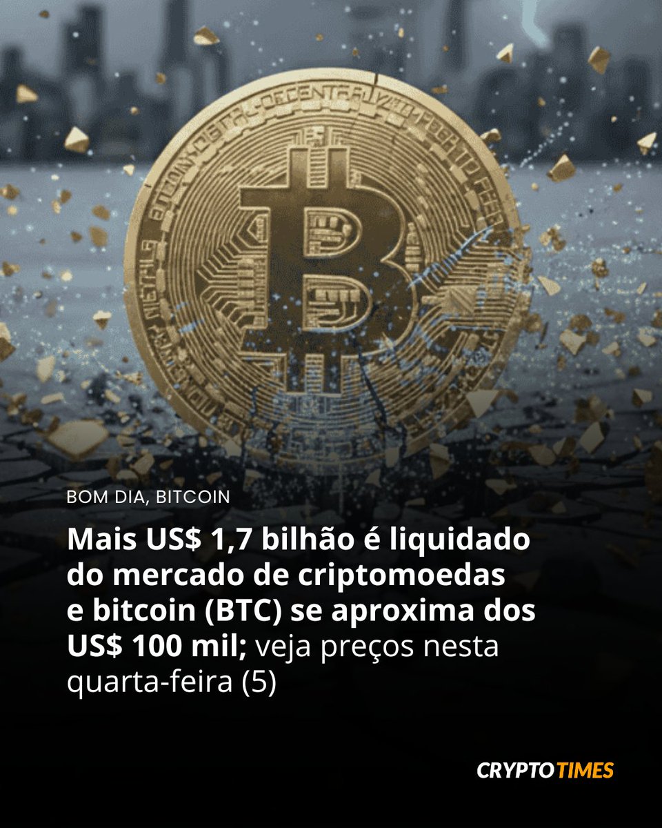 O bitcoin é negociado em uma faixa próxima dos US$ 101 mil na manhã desta  quarta-feira (5), acumulando queda de quase 10% nos últimos sete dias. O  mercado global de criptomoedas também
