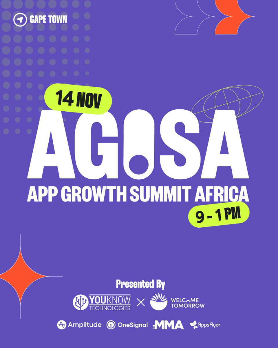 YOUKNOW_Tech's tweet image. Welcome Tomorrow and YOUKNOW Technologies are co-hosting the #AppGrowthSummitAfrica in CPT on November 14th.

If your Product and Marketing Teams aren&apos;t working well together, this is the place for you.

Seats are limited so sign up now👇

ow.ly/giyI50Xn279