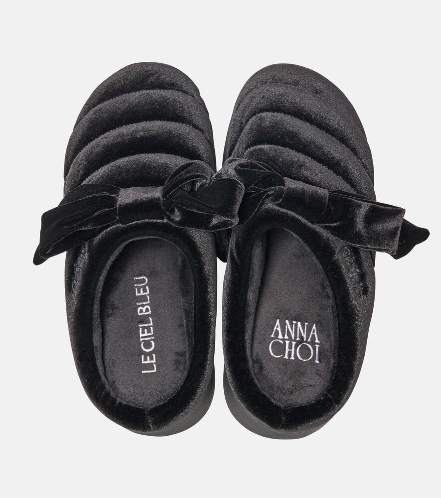 スブ“ふわふわファー”＆ベルベットリボン付き厚底サンダル、ルシェル