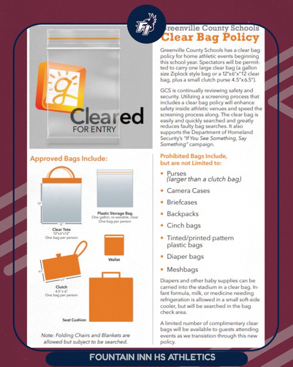 FIHS FB host 1st Playoff Friday Nov 7, 2025 Reminders: <a href="/gcschools/">Greenville County Schools</a> Clear Bag Policy across the district. #R1SEUP <a href="/INNvision_FIHS/">INNvision @ FIHS</a> <a href="/FuryBoosters/">Fury_Boosters</a> <a href="/FountainInnSC/">City of Fountain Inn</a> <a href="/FIChamber/">Fountain Inn Chamber</a>