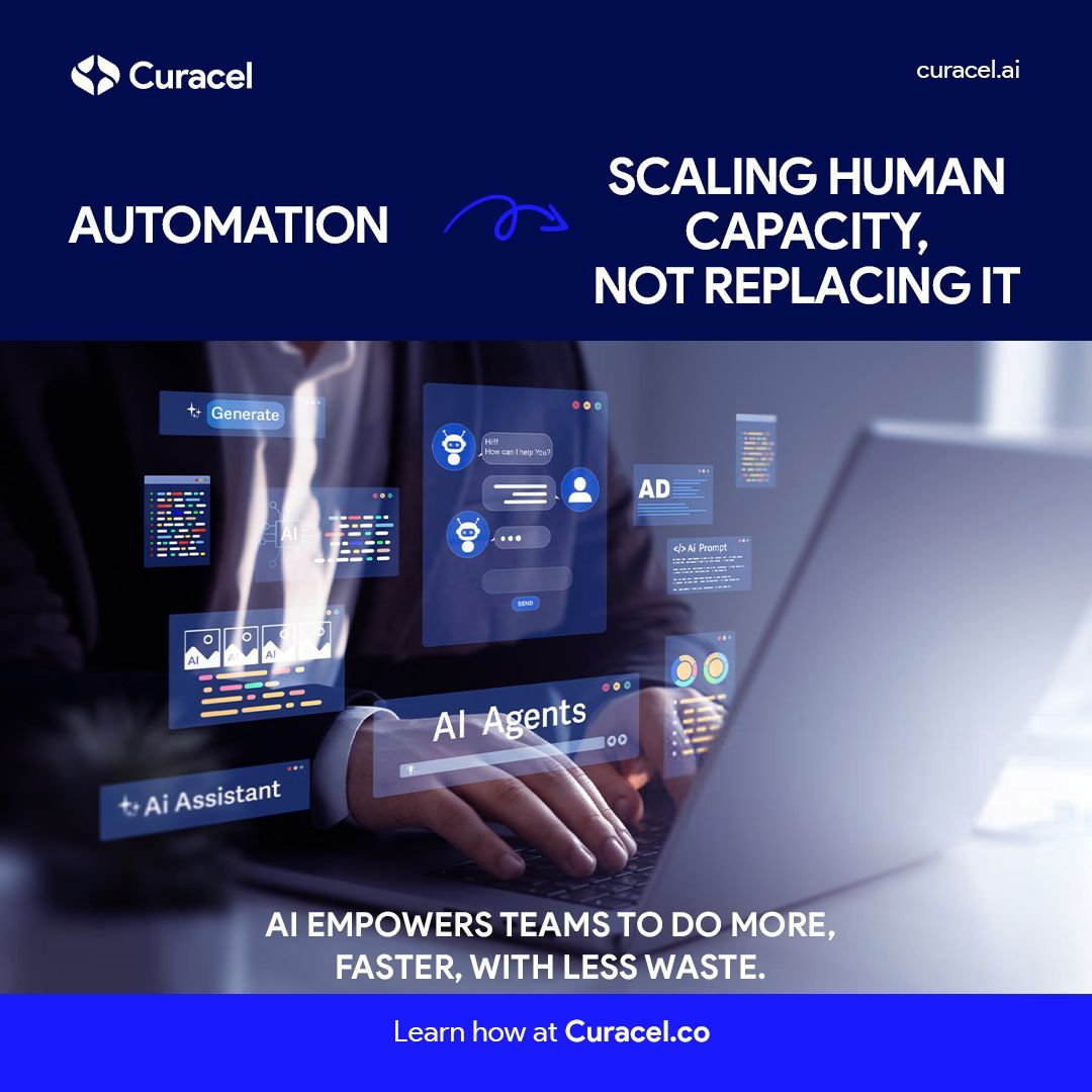 Automation ≠ job replacement.

Automation = human capacity multiplied 💡

Curacel AI helps teams work faster, smarter, and with less waste.
👉 Learn more: curacel.co