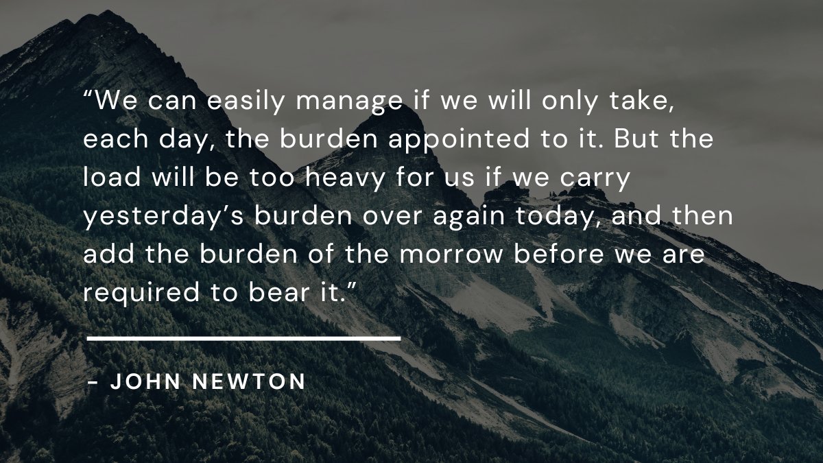 SimonSolutions's tweet image. We can easily manage if we will only take, each day, the burden appointed to it. But the load will be too heavy for us if we carry yesterday’s burden over again today and then add the burden of the morrow before we are required to bear it. - John Newton

#NationalStressAwareness