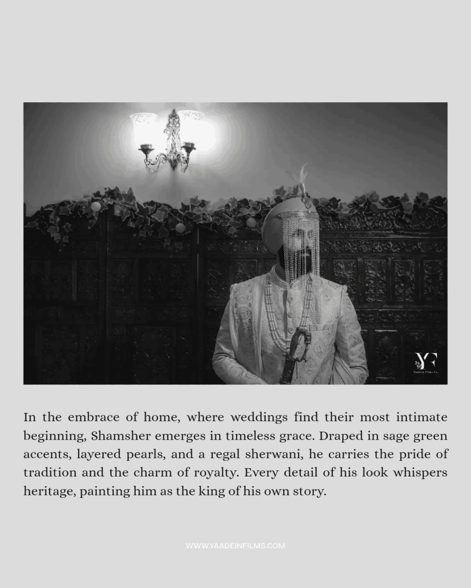 TheyaadeinFilms's tweet photo. From sage green accents to pearls and regal embroidery, Shamsher redefines royalty.
..
Couple: @phoney_crapn &amp; Shamsher
Shot by: @yaadeinfilmsco
..
#groom #groomshoot #weddingphotography #wedding #anandkaraj #theyaadeinfilms https://t.co/jAzuZtgR2a
