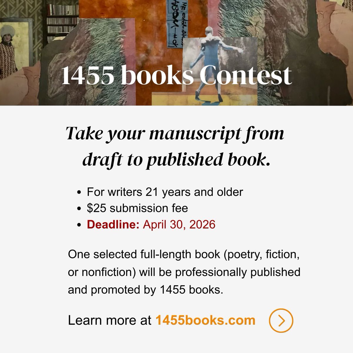1455 is proud to announce 1455 books, a nonprofit publishing initiative helping writers share their stories without gatekeeping, confusion, or compromise. Explore our three new opportunities for writers at 1455books.com.
 #1455books #1455litarts