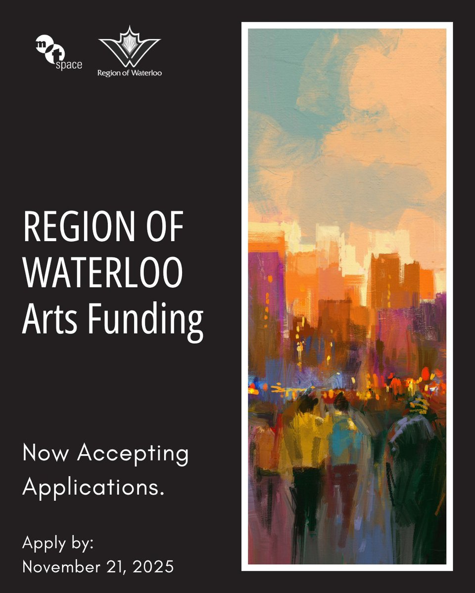 WRCommFdn's tweet image. Applications are currently open for the Region of Waterloo Arts Fund.

Whether you’re an individual artist, a creative collective, or an arts organization—don’t miss this chance to secure support for your 2026 art projects: regionofwaterloo.ca/ROWArtsFunding