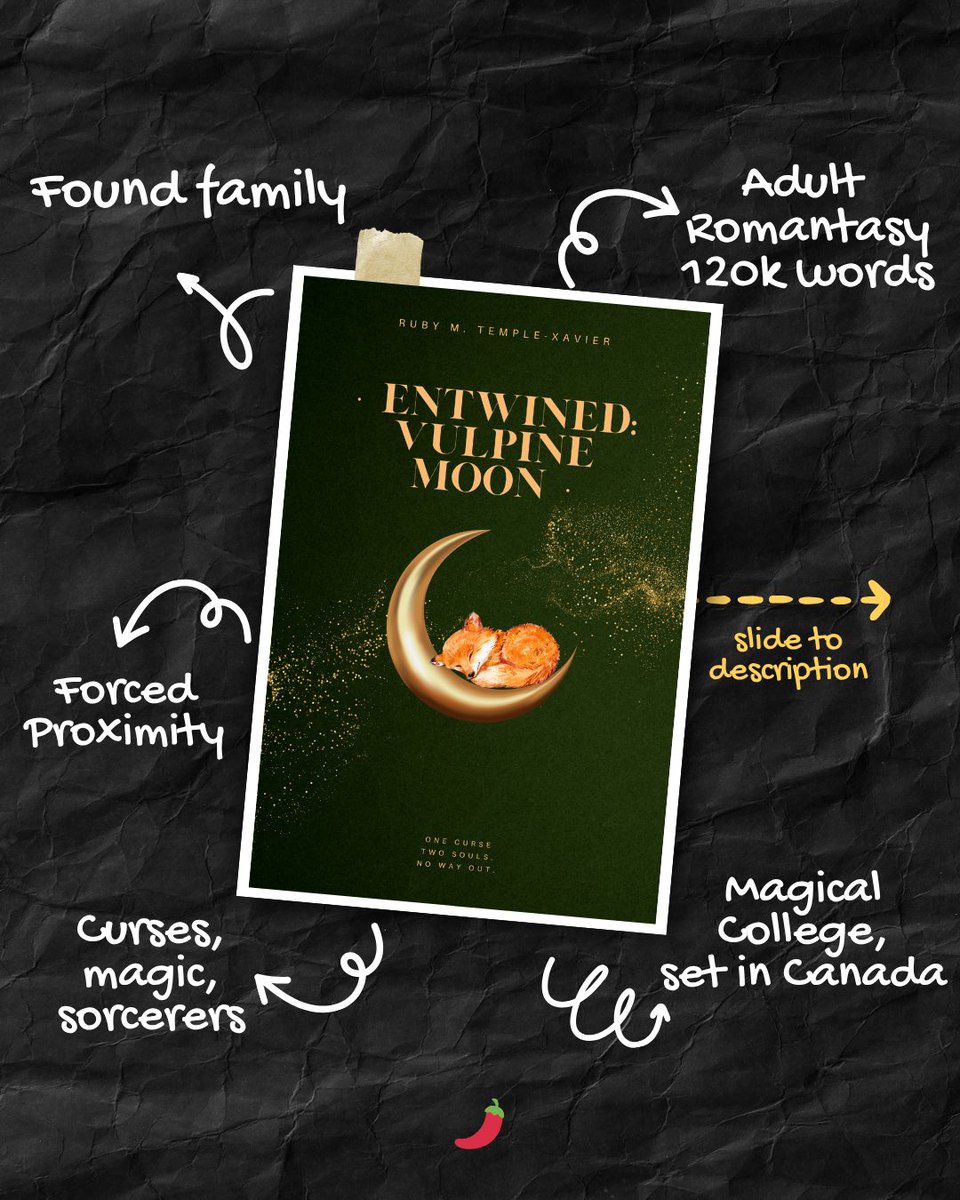 RubyMTemple's tweet photo. ENTWINED: VULPINE MOON 🌙 

✨ Sorceress cursed to her mysterious Alchemy Teacher Assistant.
✨ Magical College in the Canadian Rockies
✨ Forced Proximity and Slow Burn
✨Secret Identities x Legacy x Secrets
✨Magic / Curses
#A #W #RF #QueryPit https://t.co/1veTFkIGYQ