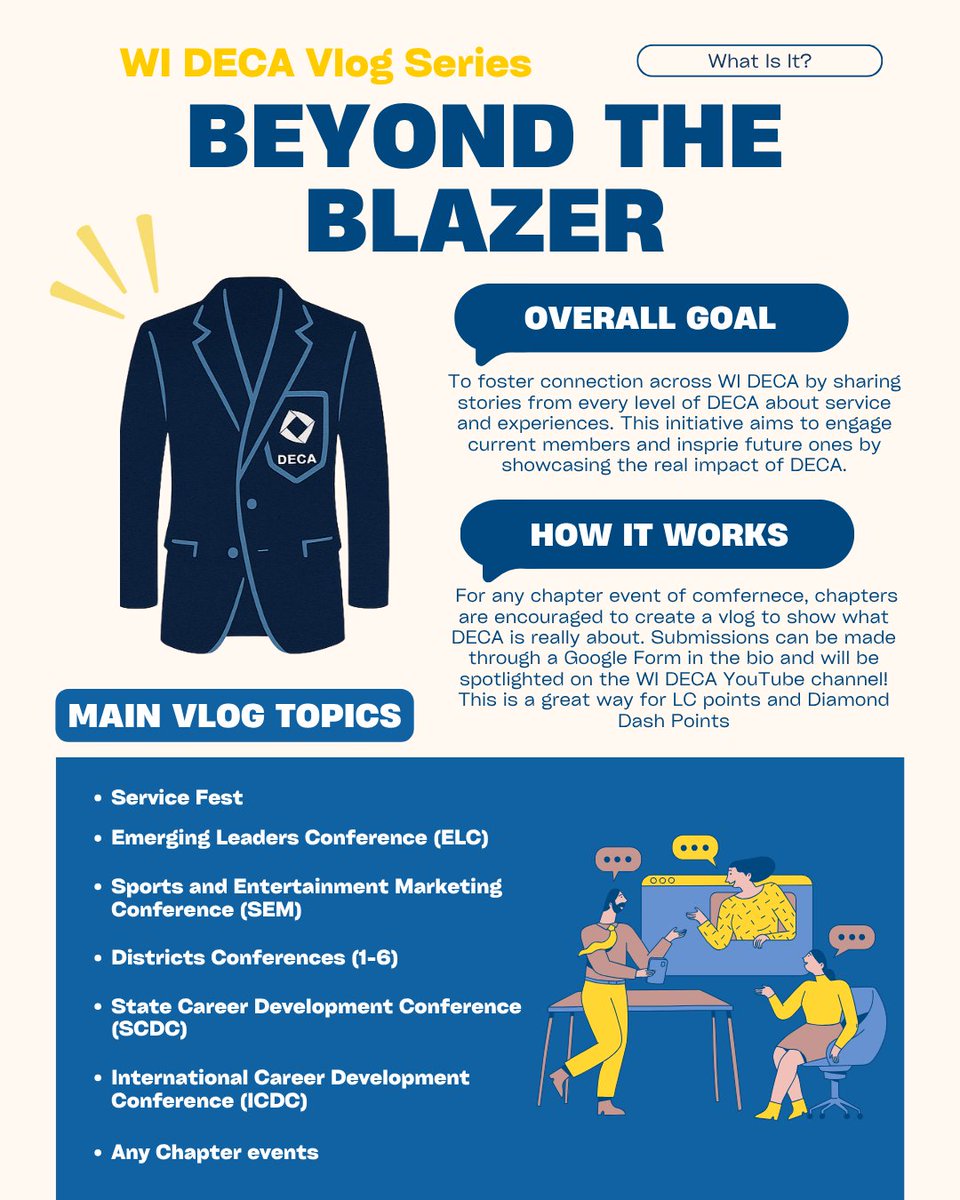 Beyond The Blazer is up and running, and with DECA Month, Service Fest, and ELC, there are so many opportunities to participate in this brand new initiative!

More details are linked in the document below, as well as the submission process. 

#beyondtheblazer #wideca #gotheextra