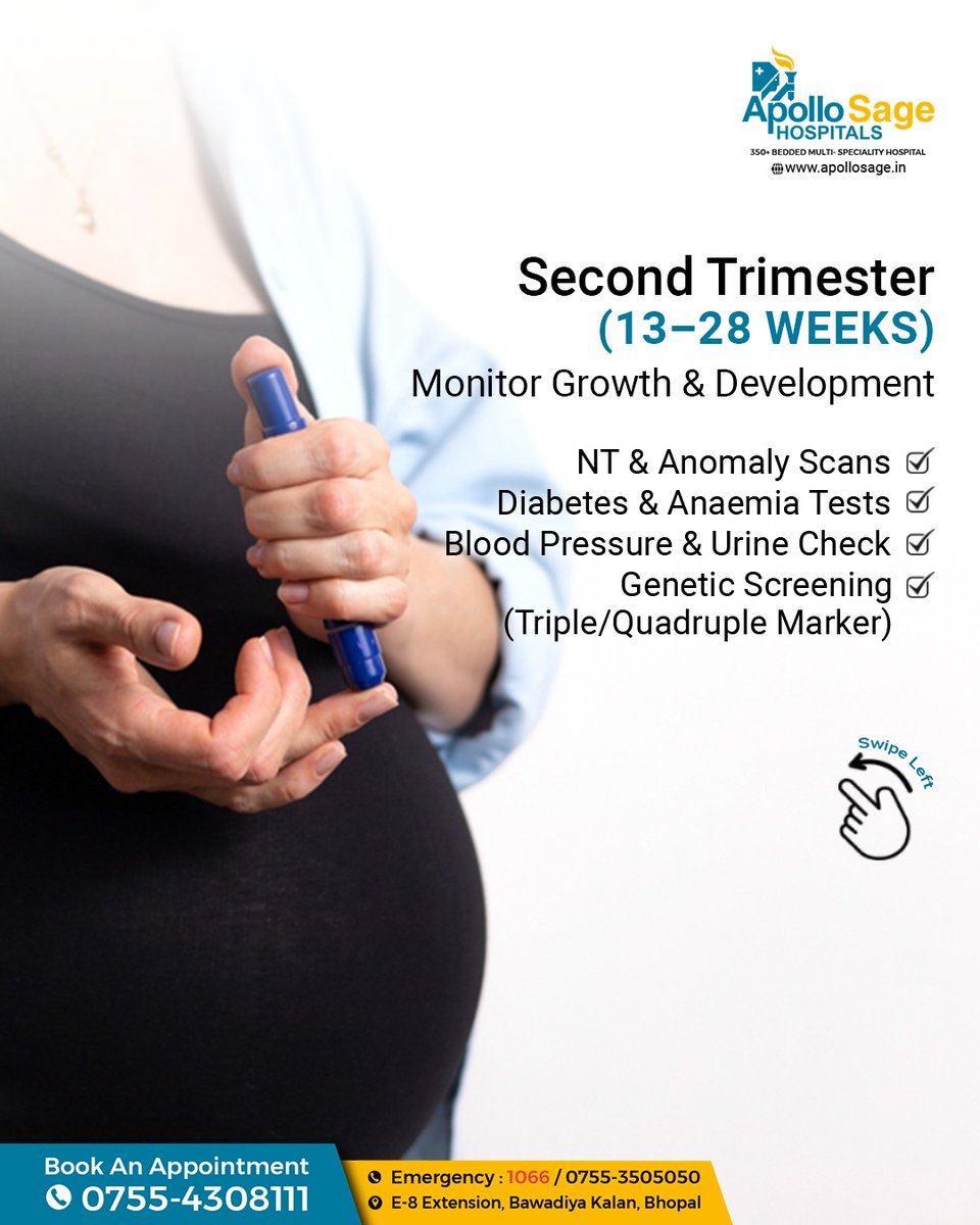 ApolloSageH's tweet image. A #healthypregnancy starts with the right care!
#Regularcheckups ensure safe growth and well-being for both mother &amp;amp; baby.
Stay guided trimester-by-trimester with our expert Gynaecologists at #ApolloSageHospitals, Bhopal.

📞Call: 0755-4308111

#PregnancyJourney #MaternityCare