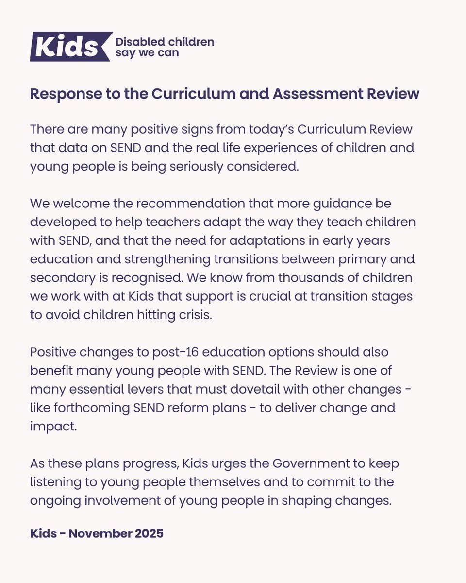 Our response to the Curriculum and Assessment Review. ⬇️