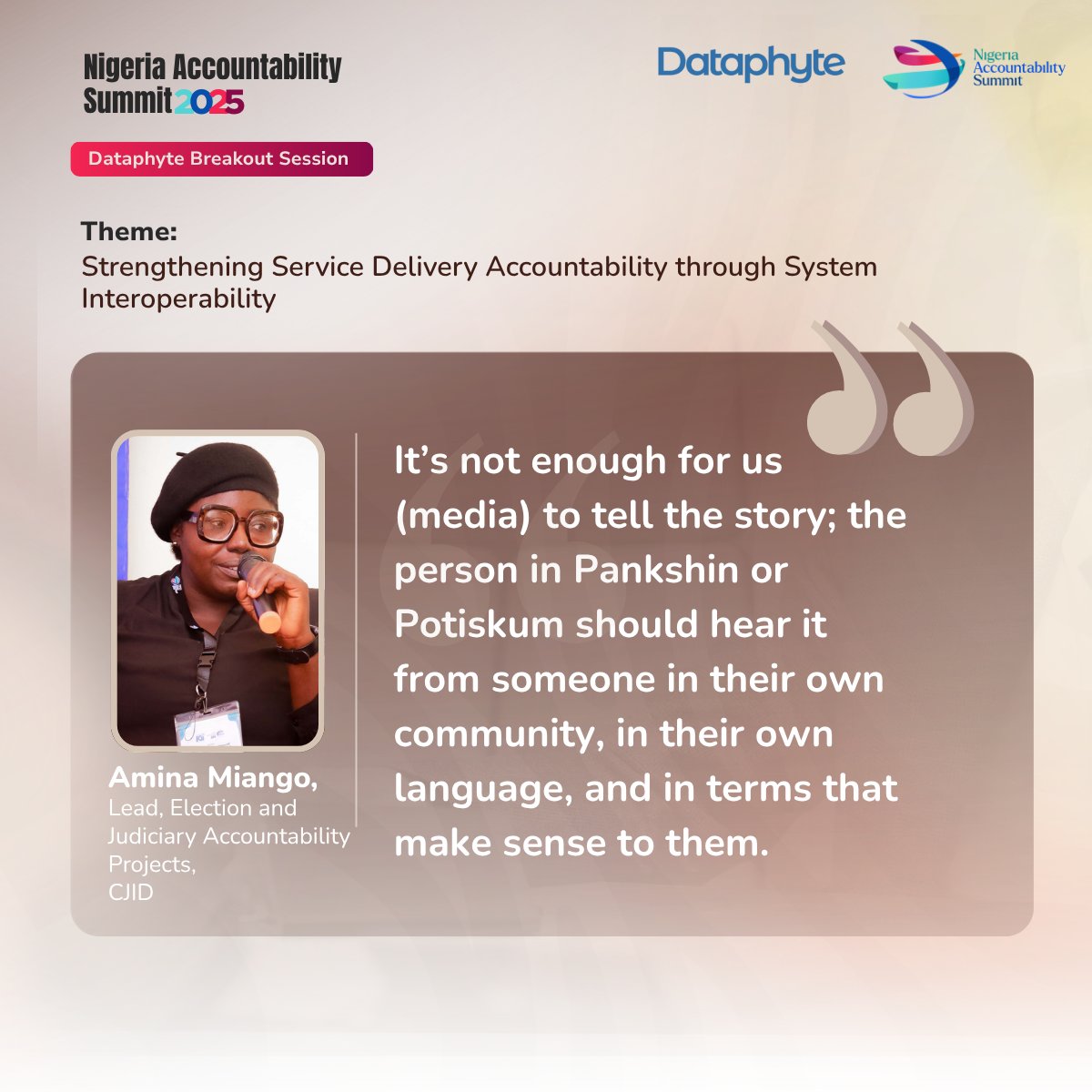 Dataphytefdn's tweet image. Highlights from our breakout session at #NASSummit2025 on Strengthening Service Delivery Accountability through System Interoperability.

Our panelists shared actionable ideas on how linked data systems can transform governance &amp;amp; service delivery.

Here are some of the key quotes
