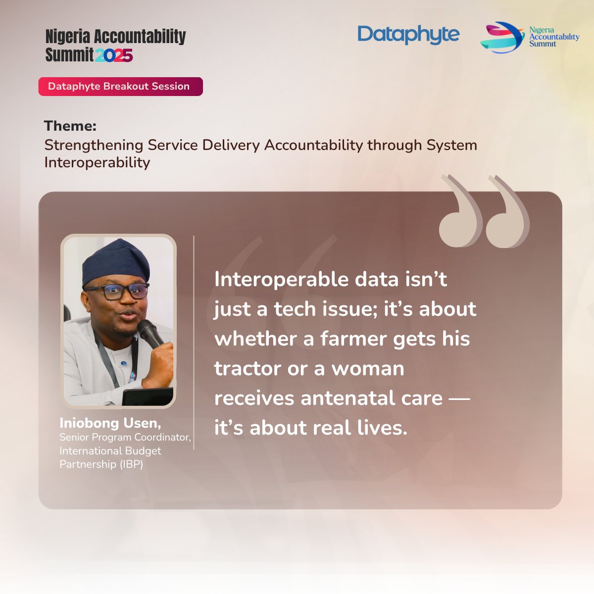Dataphytefdn's tweet image. Highlights from our breakout session at #NASSummit2025 on Strengthening Service Delivery Accountability through System Interoperability.

Our panelists shared actionable ideas on how linked data systems can transform governance &amp;amp; service delivery.

Here are some of the key quotes