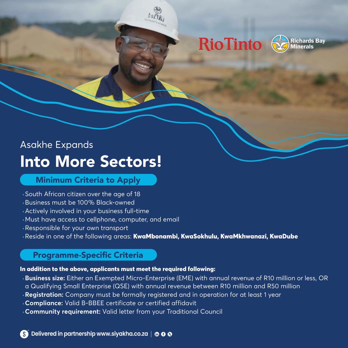 YowzaSA's tweet image. RBM&apos;s Asakhe Enterprise Development
Programme with Siyakha is expanding into more sectors, creating fresh opportunities for local businesses.
KwaMbonambi, KwaSokhulu, KwaMkhwanazi &amp;amp;
KwaDube 18 Nov 2025

siyakha.co.za/rbm-asakhe-ed-…

#AsakheED #EnterpriseDevelopment
#LocalBusiness