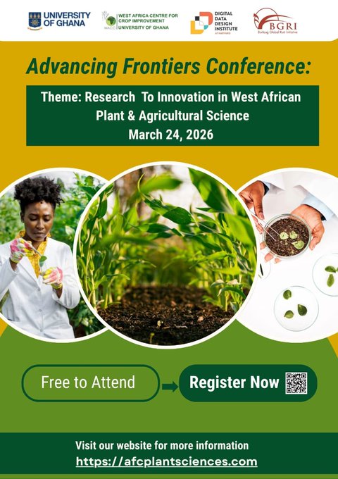 the_ACEProject's tweet image. .wacci_gh invites #researchers, #innovators, &amp;amp; #stakeholders to the Inaugural Advancing Frontiers Conference (AFC); a virtual event in March 2026 showcasing West Africa–led innovation in Agricultural Sciences!
Register: afcplantsciences.com
#ACEImpact