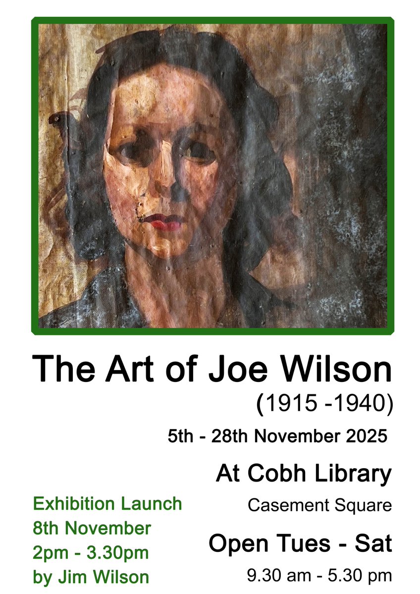 This November, Cobh Library will host a posthumous exhibition of work by talented local artist Joe Wilson, which has been curated by his nephew Jim Wilson.

Joe drowned in Cork Harbour in 1940, when he was only 24 years old. This exhibition shows some of the remarkable work he
