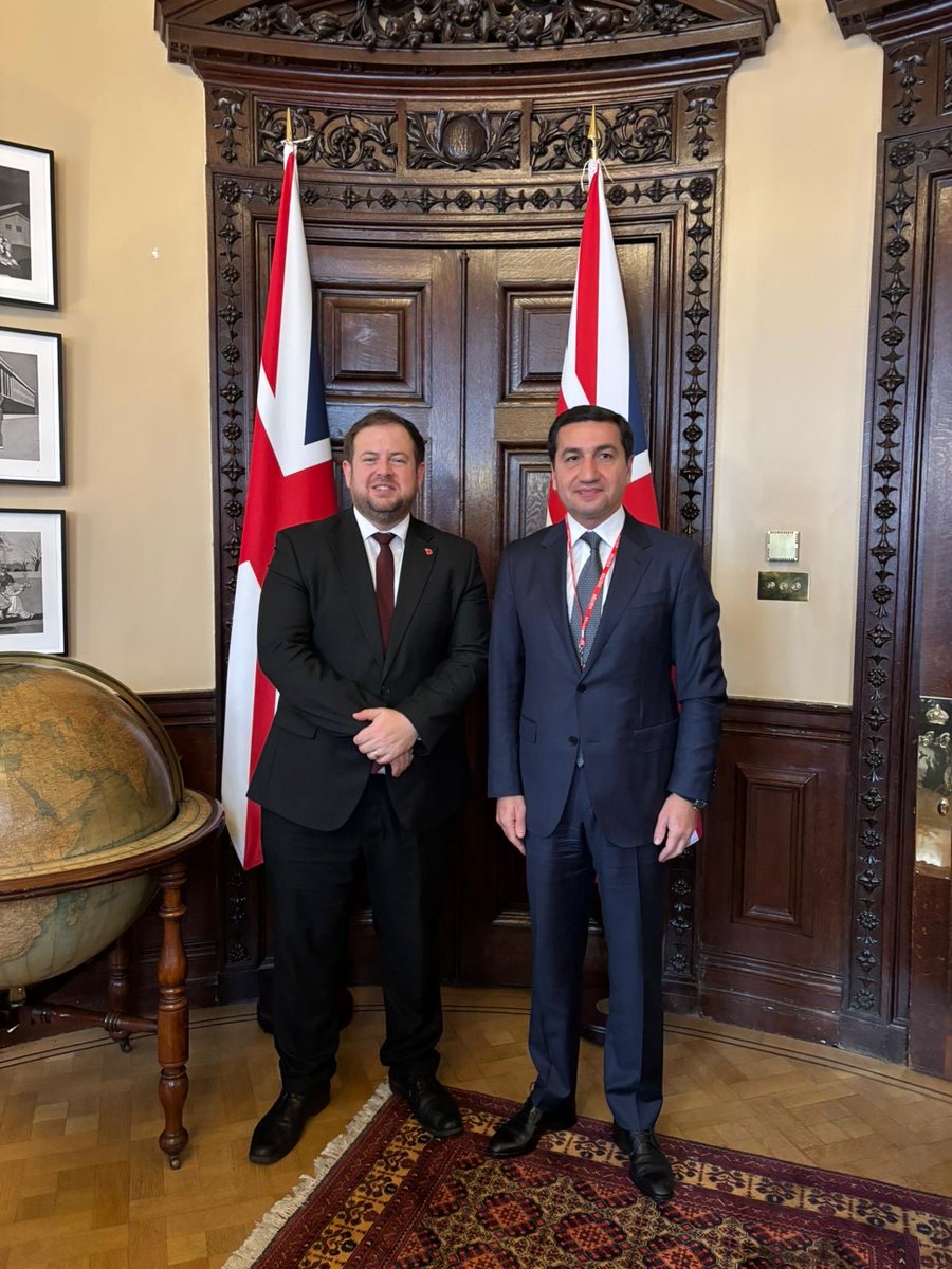 Today I had productive meeting with Stephen Doughty, Minister of State for Europe, Northern America and Overseas Territories of UK in a spirit of strategic partnership. Discussed to deepen and widen our relations to new areas, such as connectivity, artificial intelligence, cyber