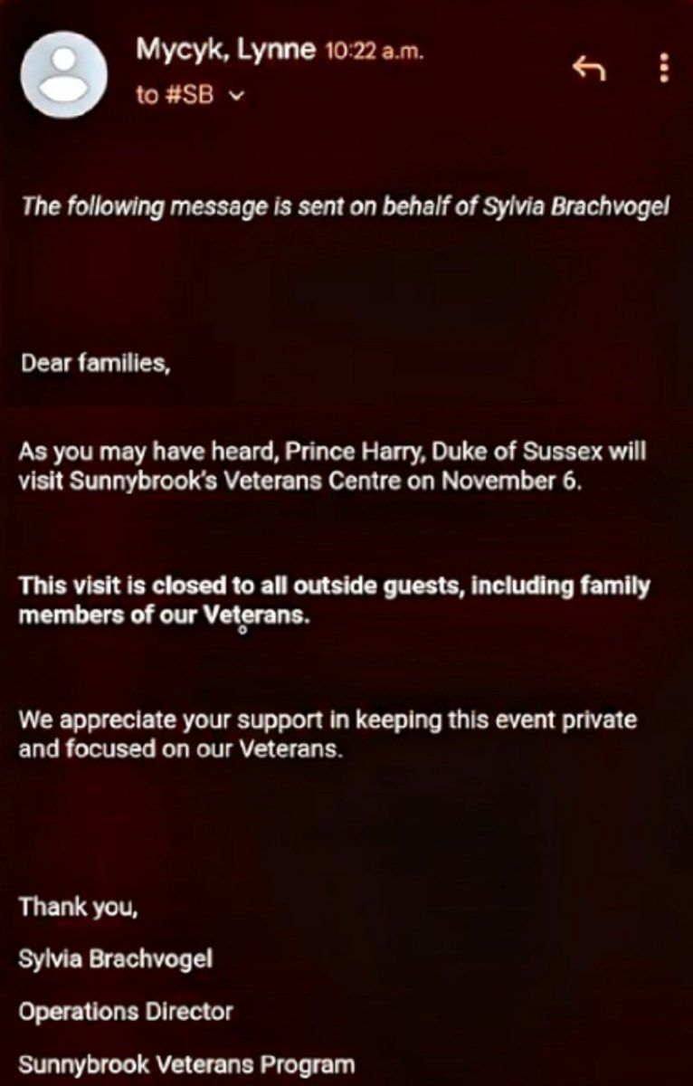 paulamatanovich's tweet photo. So #princeharry is banning veteran's families from the hospital in Toronto? @WeAreInvictus 
Credit: POV https://t.co/k4y7gjsIdM