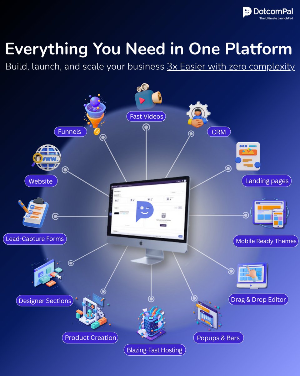 DotcomPal's tweet image. 🚀 One Platform. Infinite Wins.  
Juggling 10 tools? DotcomPal = Funnels + CRM + Videos + Hosting in ONE dashboard.  
3X easier, zero complexity.  

Swipe for proof…  

#wednesdaymotivation #Virginia #DotcomPal
