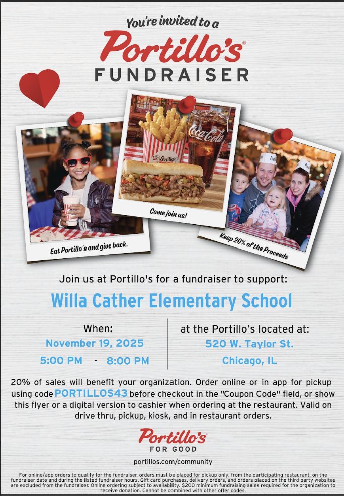 When you order, be sure to mention CATHER because a portion of your purchase will go directly toward supporting field trip transportation.

We can’t wait to see you there!

#fundraiser #fundraising #chicago #catherelementary