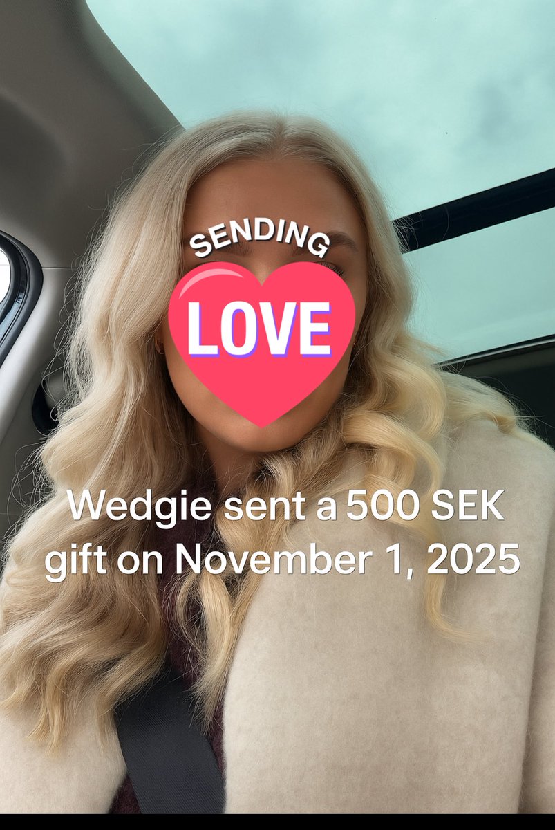 NoursBank's tweet photo. Wedgie surprised me with a 500 SEK gift on November 1, 2025 https://t.co/ZJ5feklkZk