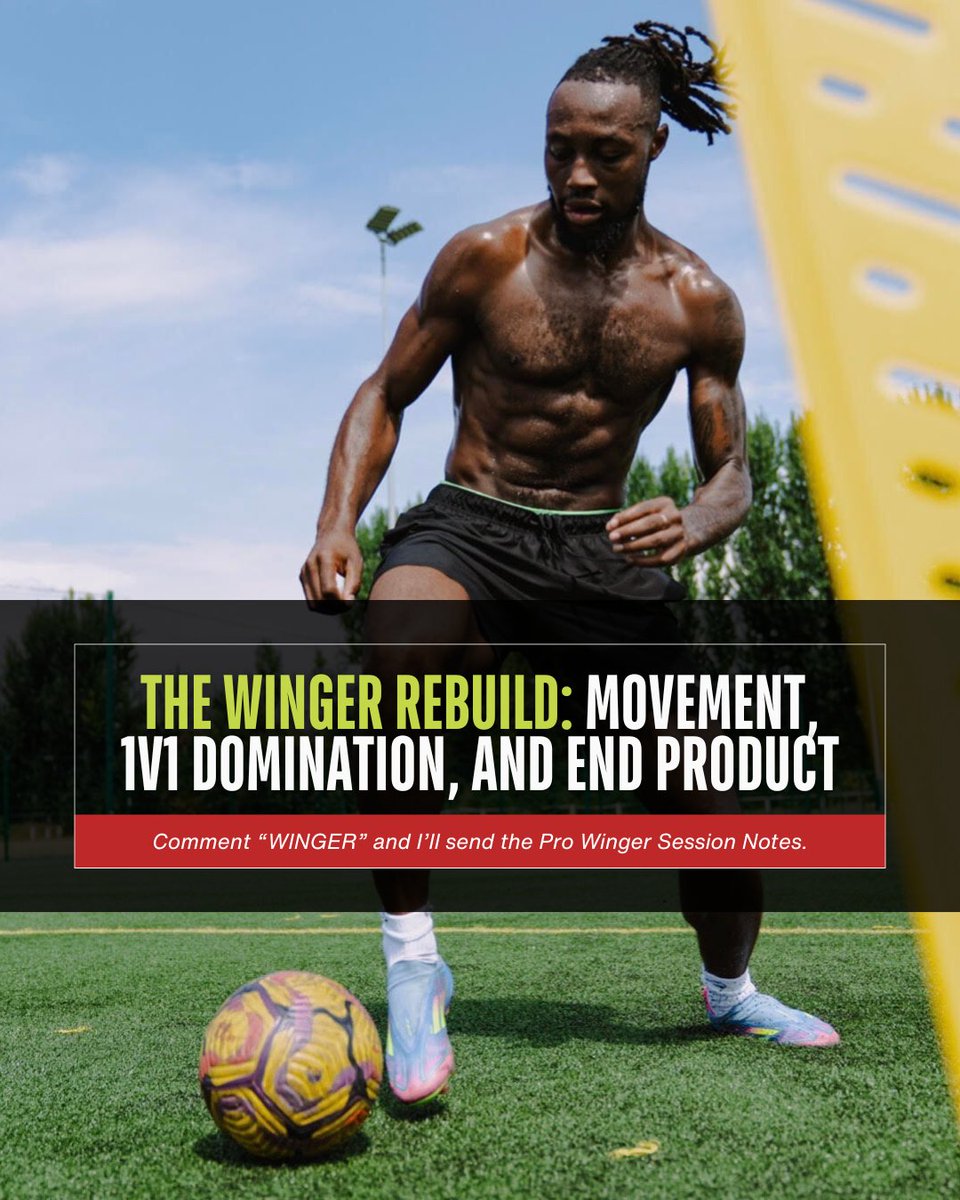 Top wingers train with purpose ⚽️

1️⃣ Receive on the move
2️⃣ Break pressure
3️⃣ Play forward — shot, pass, or cross

Master these and you’ll dominate 1v1s.

Comment WINGER for the Pro Winger Session Notes..