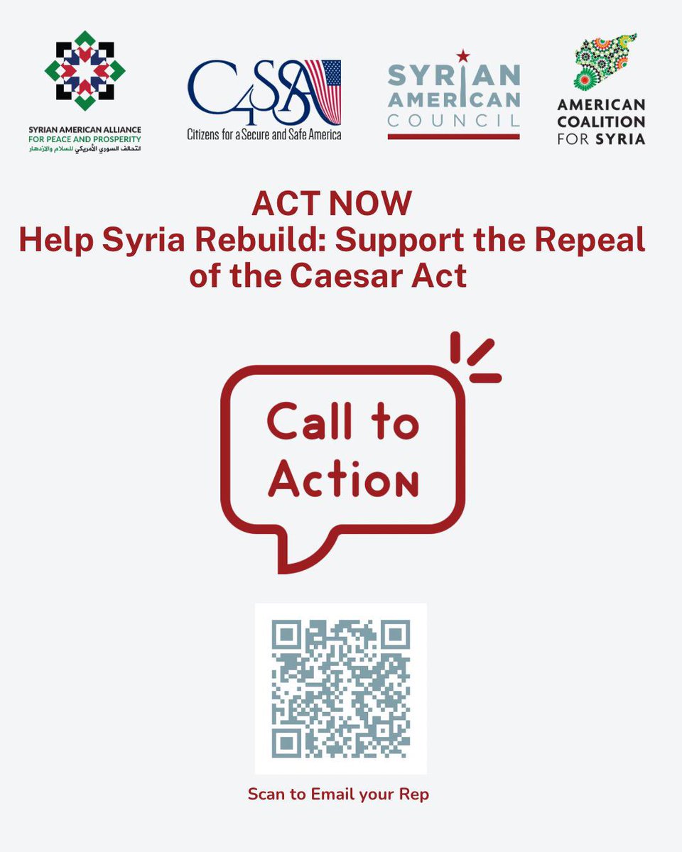 sa_council's tweet photo. 👀 All Eyes on Rep. Mast

📣 We’re urging @RepBrianMast to support the FULL repeal of the Caesar Act in the FY2026 NDAA — and we need your voice to help make it happen.

📬  Tell Congressman Brian Mast, "It’s time to end sanctions that hurt Syrians": 
https://t.co/QzVDObWk99 https://t.co/eNAYTzQWap