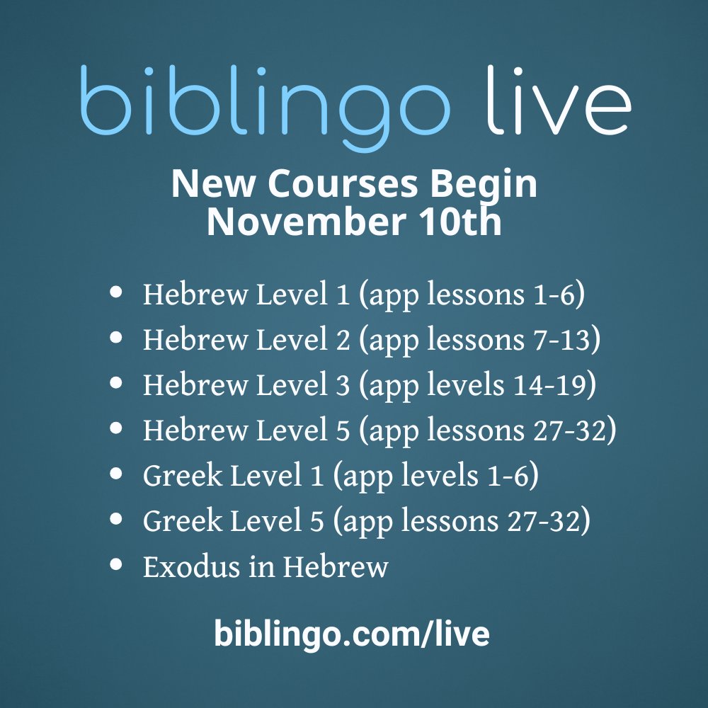 Supercharge your learning with one of our live courses.

BIBLINGO.COM/LIVE
