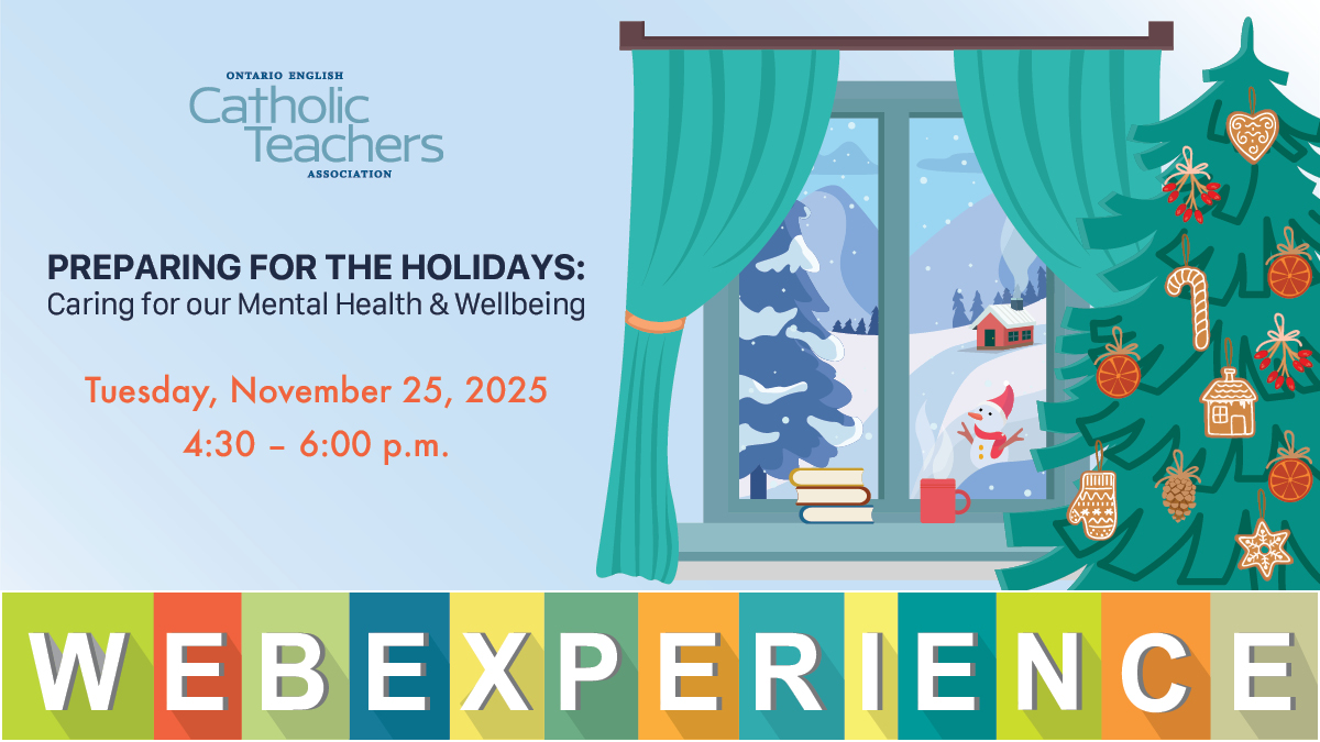 OECTAProv's tweet image. The holiday season is a time of joy, but can introduce a complex mix of stress, fatigue, &amp;amp; competing demands.

This #WebEx is designed to equip #CatholicTeachers w/ strategies to identify signs of emotional strain &amp;amp; tactics to maintain healthy boundaries!
bit.ly/43e3VzT