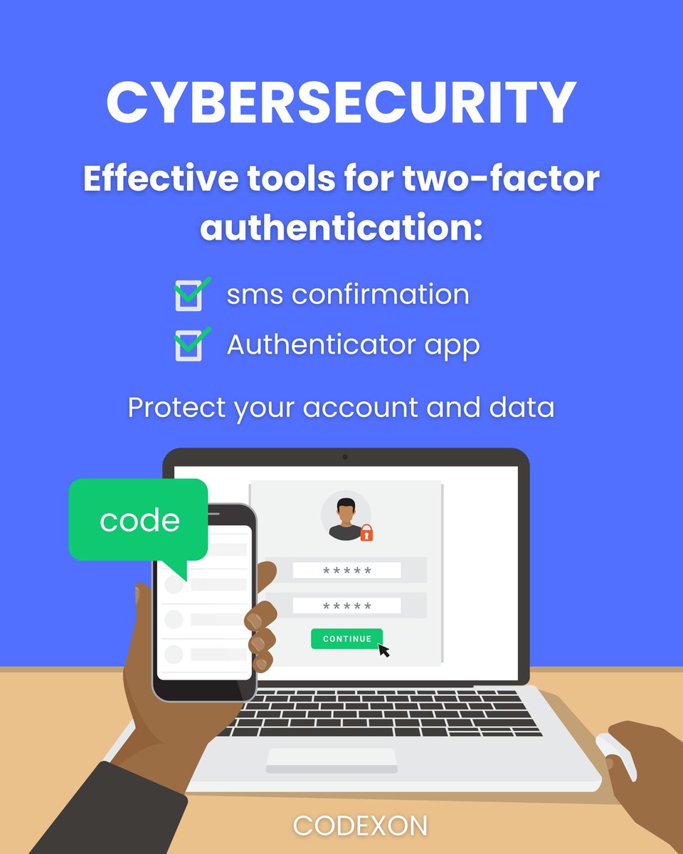 Codexon_tech's tweet image. Stay protected with CODEXON 🔒
Two-factor authentication keeps your data safe — SMS or app, one step ahead of hackers.

#codexon #cybersecurity #2fa #dataprotection #infosec #securelogin #cyberawareness #techsecurity