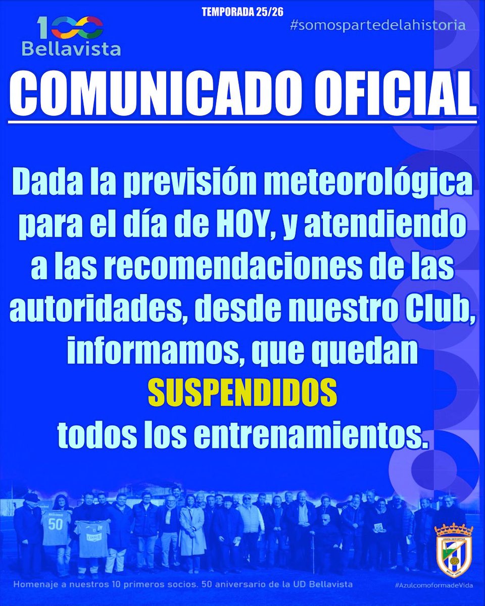 🚨⛈️💙 𝗔𝗭𝗨𝗟𝗘𝗦𝗦𝗦!!! 💙⛈️🚨

SUSPENDIDOS los entrenamientos del día de hoy, 05/11/2025

#SomosPartedelaHistoria
#Azulcomoformadevida