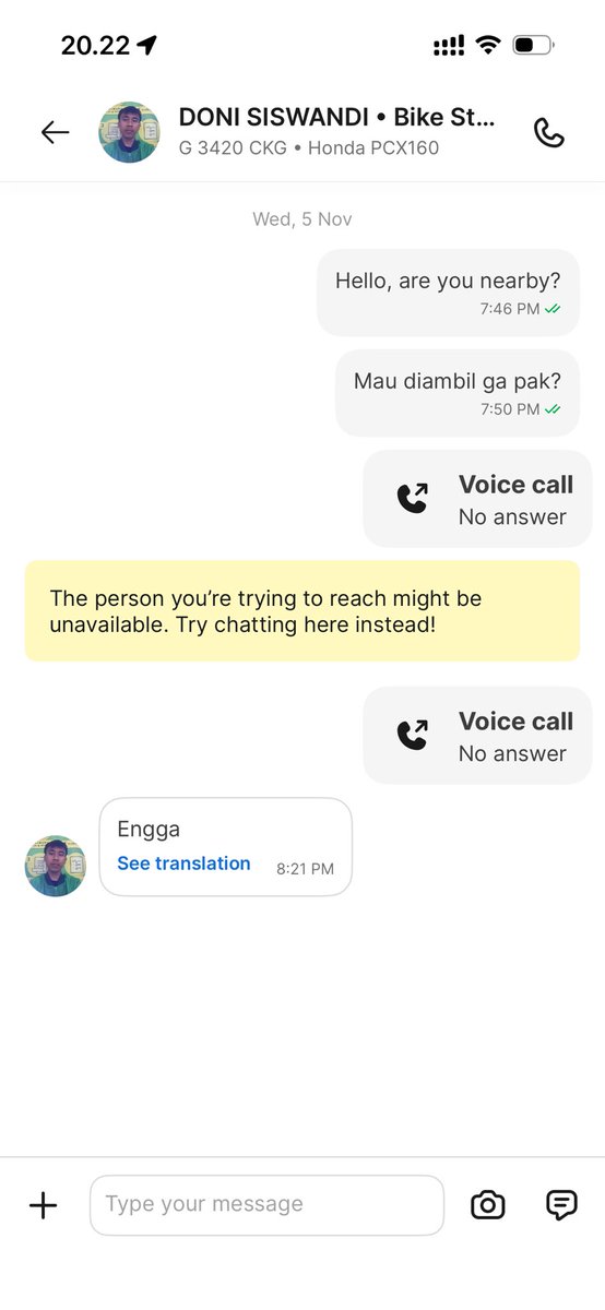 ditdewmbing's tweet photo. Dear @GrabID,
Bagaimana cara kami “menghukum” driver macam ini ya?
Sudah 1 jam nungguin, driver bilang ga mau ambil tapi dia ga cancel juga. Terus tiba2 diubah jadi arrived. Padahal driver rating ⭐️5

Kalo gini kan jadi seolah nilai dia masih bagus, padahal busuk servicenya https://t.co/R7ZfkfPLsc