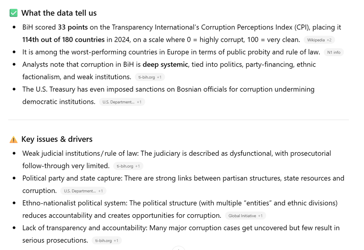 The situation of political corruption in Bosnia and Herzegovina 🇧🇦 is deteriorating. Bosnia ranks among the lowest in Europe for public integrity and the rule of law.