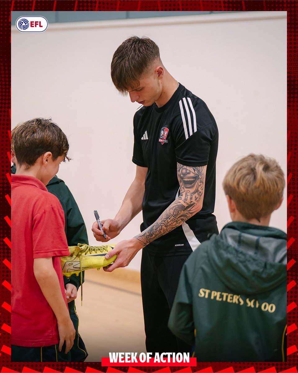 OfficialECFC's tweet image. 📸 Kieran Wilson and Liam Oakes headed down to St Peter's Prep in Lympstone yesterday to take part in their after school football club as part of @EFL #WeekOfAction 😊

#ECFC #SemperFidelis