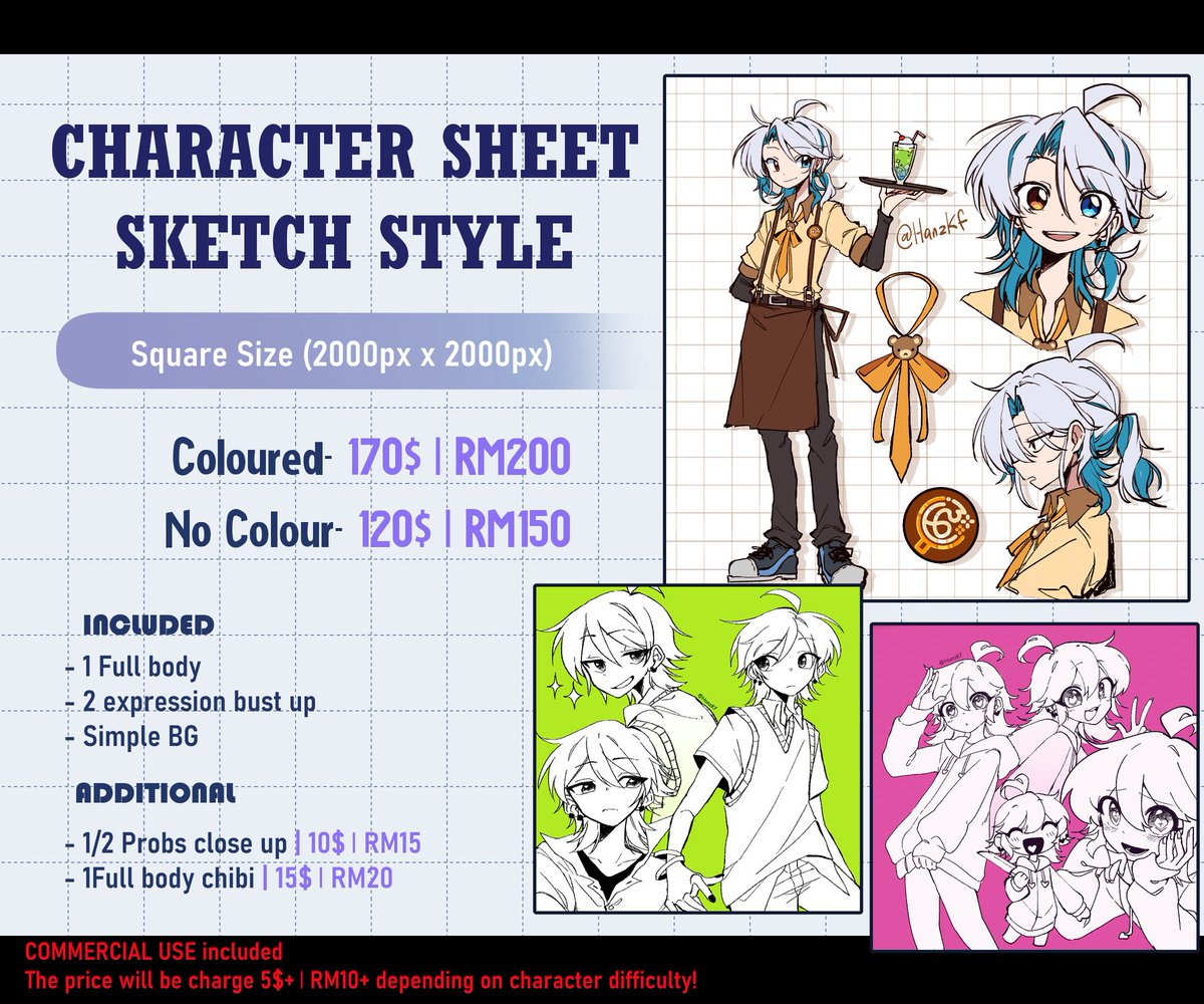 HanzKf's tweet image. ⚠️EMERGENCY COMMS⚠️

I change the price again but this time a bit cheap than last time. I want to keep on simple for now cuz i still cant deal with to many detail and it makes me anxious sometimes.
DM me if you are interested

Retweet are really appreciated 🩵
#commissionopen