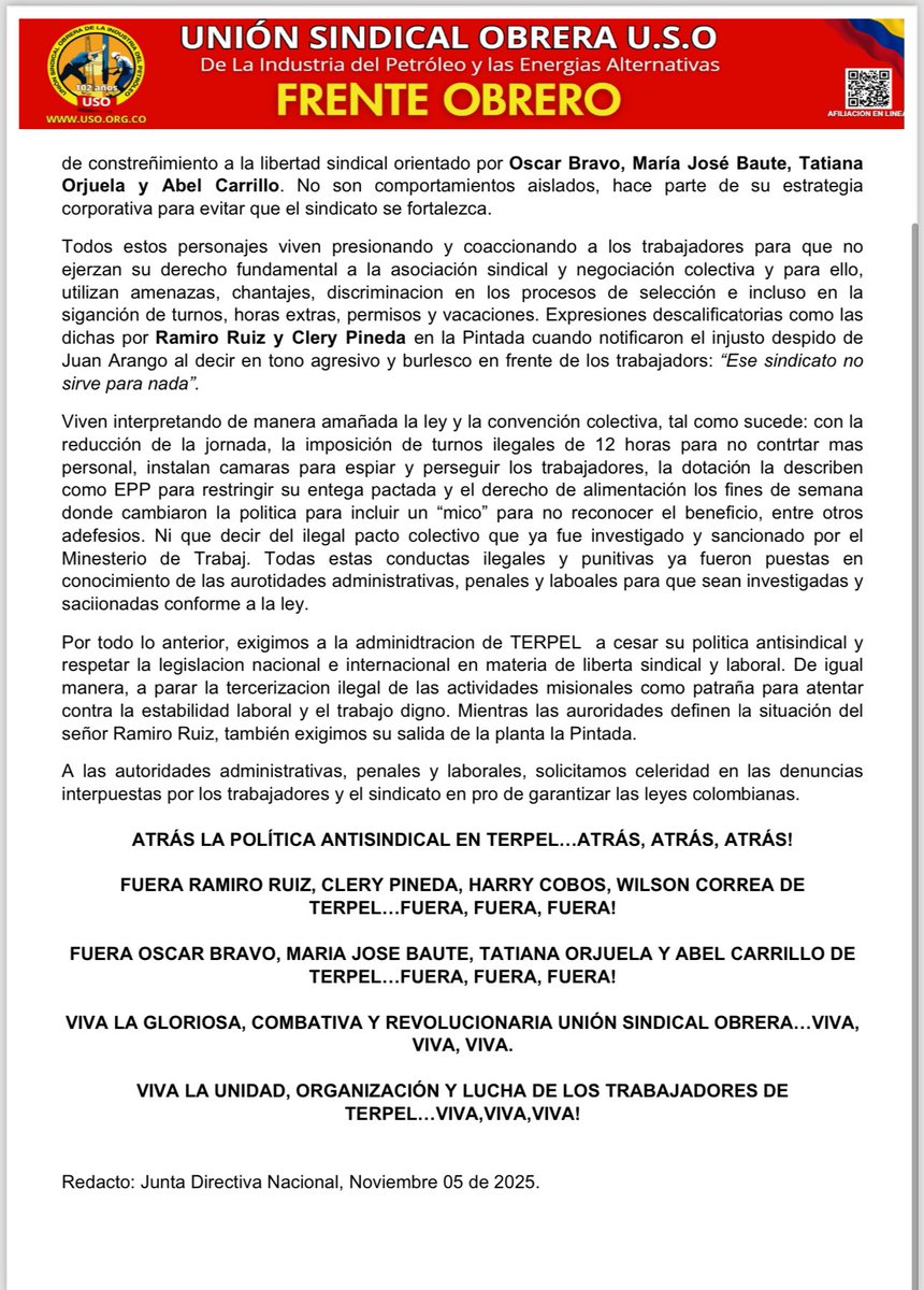 USO Colombia tweet media