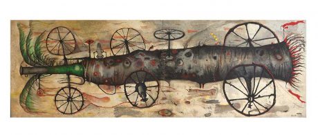 Una guerra sostenida en el tiempo, se despoja de sus detonantes para convertirse en negocio. Y es ahí donde se perpetúa. 
Todo cubano lo sabe, y lo sabe bien. 

🎨 Palma bélica, 1961 
Ángel Acosta León
#Cuba #artecubank