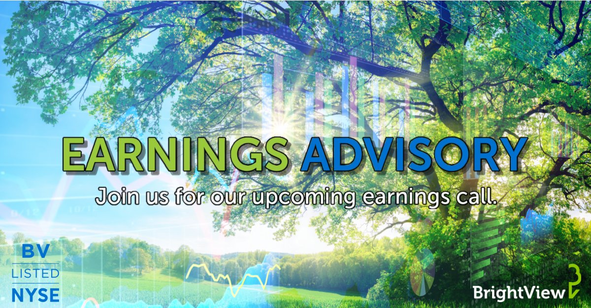 BrightView's tweet image. Mark your calendars! We will host our Fourth Quarter and Fiscal Year 2025 earnings conference call and webcast on Thursday, November 20, at 8:30 a.m. hubs.li/Q03R5QKK0