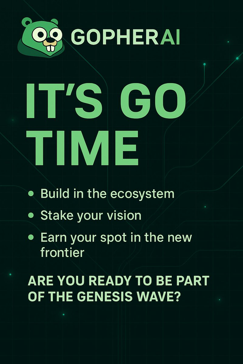 anum_gd70286's tweet image. 🚀 It’s GO TIME, indeed.
🔥 Gopher is more than a rebrand — it’s the truth layer for AI.
🔹 Build in the ecosystem
🔹 Stake your vision
🔹 Earn your spot in the new frontier
Are you ready to be part of the genesis wave?
#GopherAI #GOAI #Layer1 #AIChain #Crypto @gopher_ai @KaitoAI