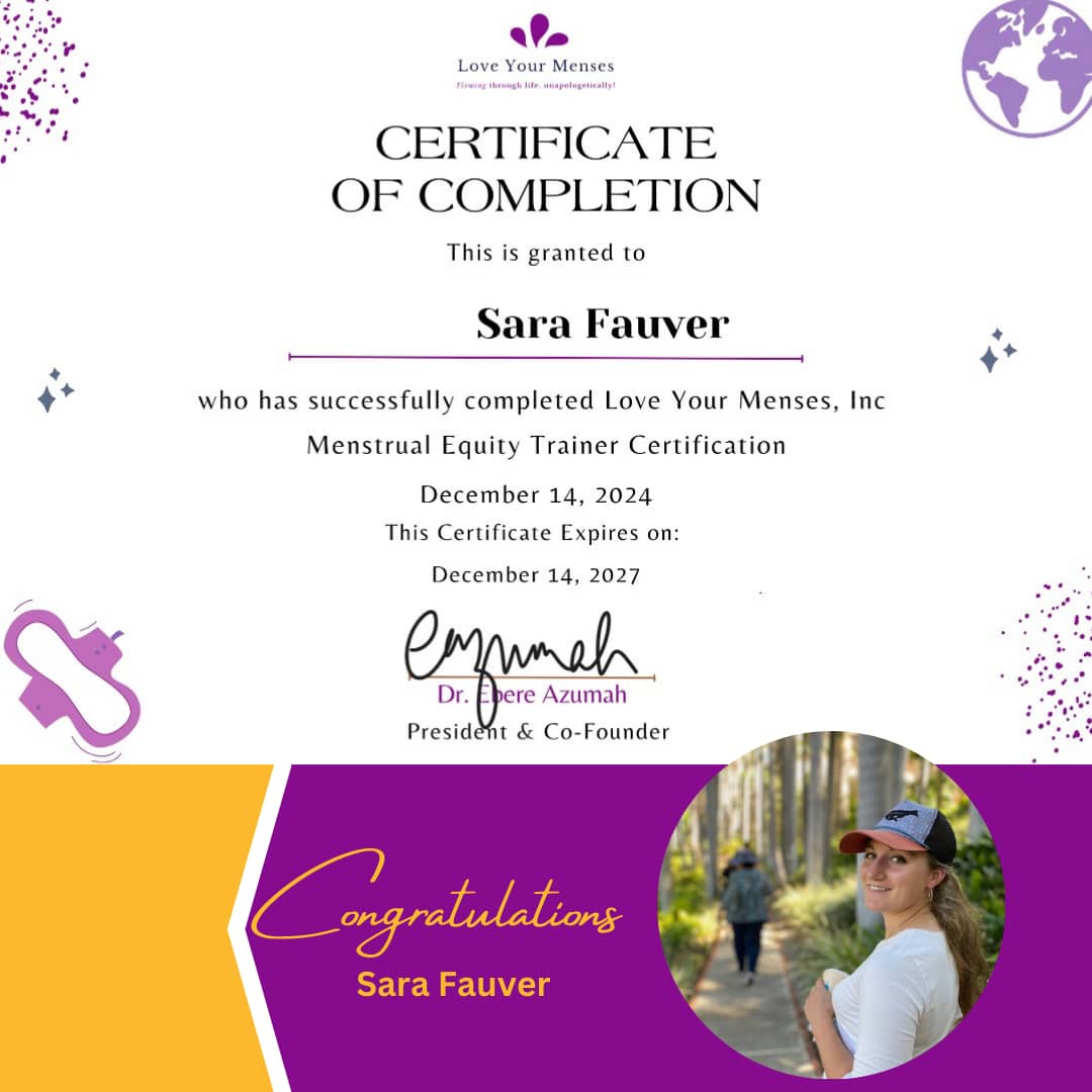 LoveYourMenses's tweet image. Become the next Menstrual Equity Trainer just as Sara and  Sherline. Contact us now for more information.

Be next!

Contact: info@loveyourmenses.com if interested.

#menstrualequity
#SaraFauver
#flowtech
#tech
#follow
#LYM