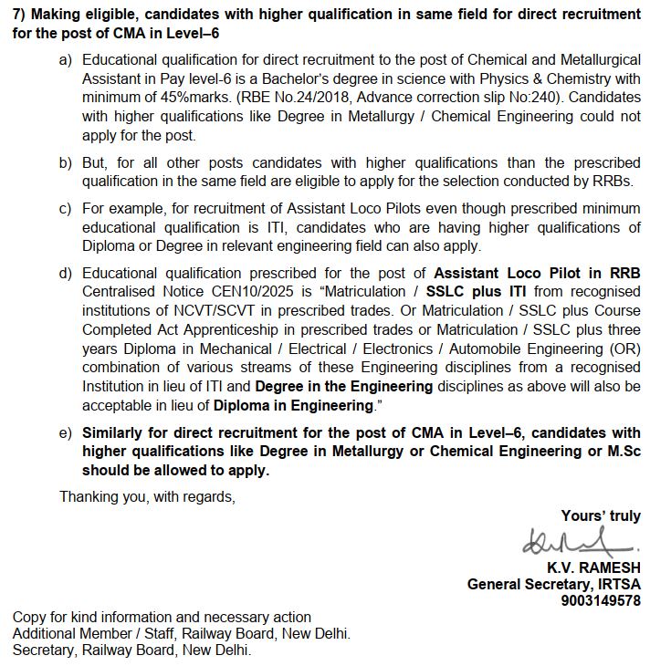 pawann92's tweet photo. Why has @RailMinIndia  deliberately excluded Metallurgical Engineers from CMA in CEN 05/2025,
IRTSA has already issued memo demanding inclusion.
Is eligibility being decided by logic or laziness?@RRBKOLKATA @rrb_bbsr https://t.co/nooemArImb