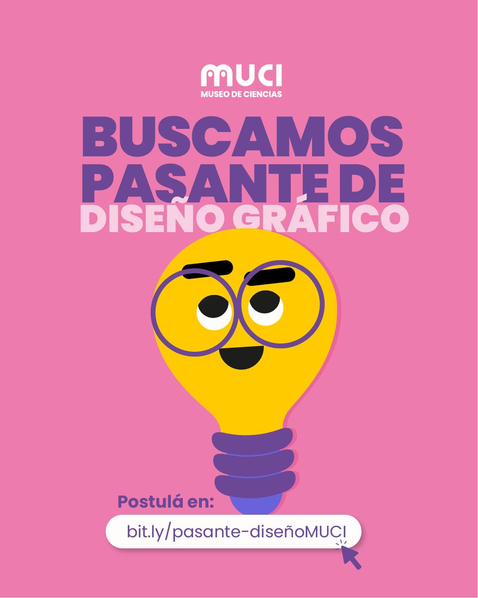 muci_py's tweet image. ¡Buscamos pasante de diseño gráfico para MuCi! 

👉 Incorporación inmediata. 
📆 Duración: 02 meses. 
✅ Conocé los detalles y postulá en bit.ly/pasante-diseño…
💰 Remuneración por costos de viático incluido por mes.