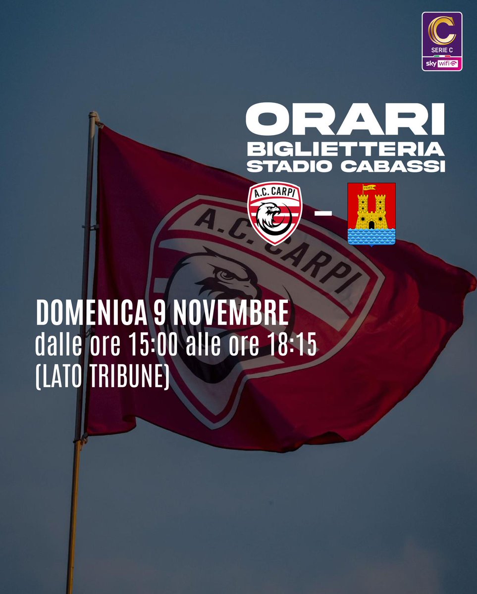 𝗔𝗖 𝗖𝗔𝗥𝗣𝗜 vs 𝗟𝗶𝘃𝗼𝗿𝗻𝗼
📑| | info biglietteria per assistere al prossimo incontro dei biancorossi.

📍 Stadio "𝗦𝗮𝗻𝗱𝗿𝗼 𝗖𝗮𝗯𝗮𝘀𝘀𝗶"
🗓️ Domenica 𝟵 𝗡𝗼𝘃𝗲𝗺𝗯𝗿𝗲, ore 17:30

🎟️👇
carpicalcio.it/comunicati/ac-…
