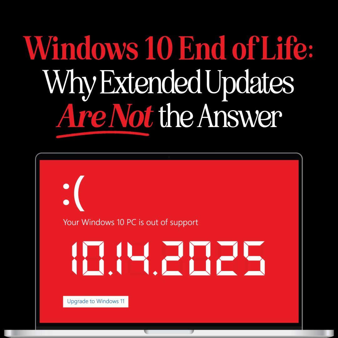 ProviTweet's tweet image. The Windows 10 EOL deadline is approaching, and Microsoft is offering extended security updates as a temporary solution.

bit.ly/3WpGzU7
#ProviNET #ProviNETSolutions #Windows10EOL #UpgradeToWindows11 #ExtendedUpdates #Cybersecurity #ComplianceMatters #ProductivityBoost
