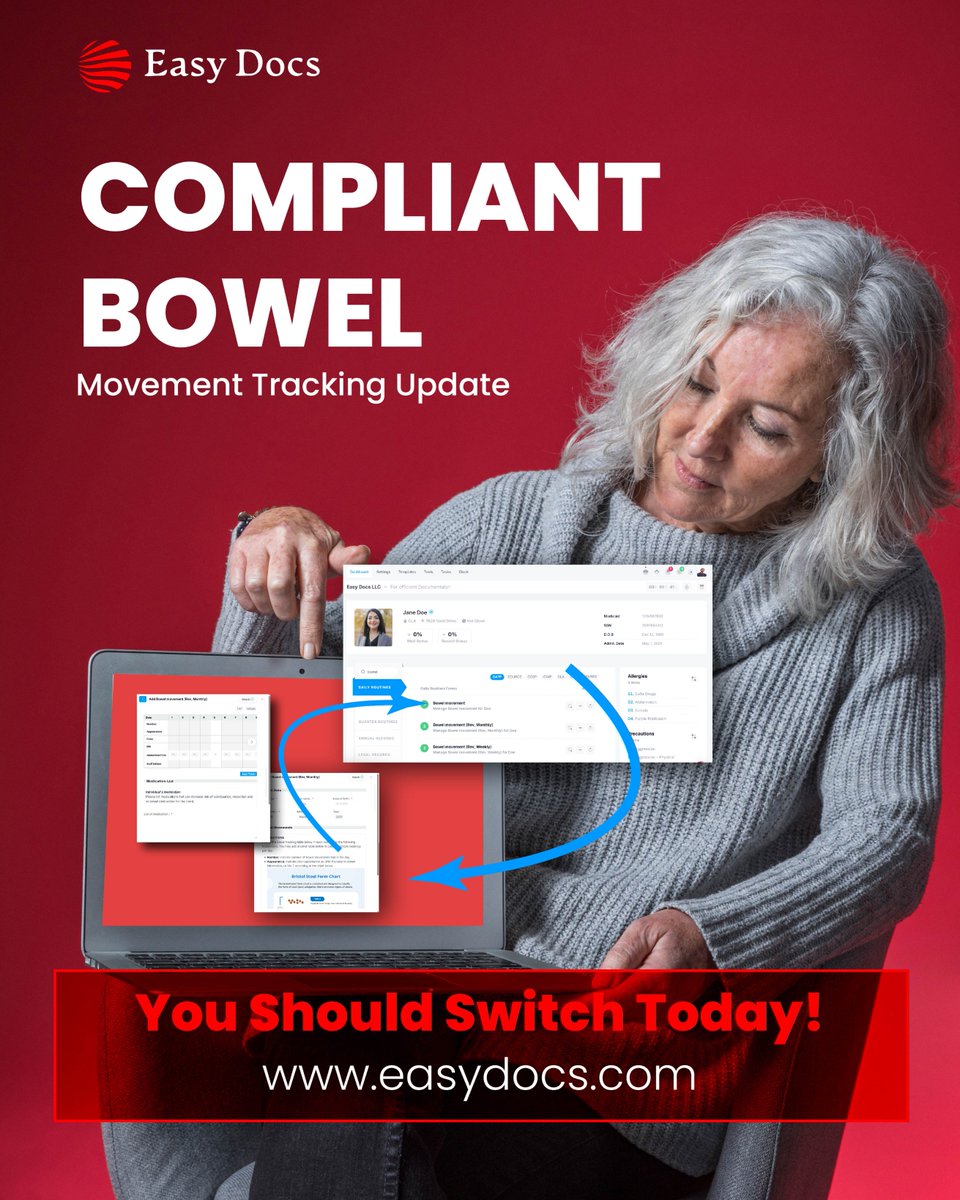 Easycaredocs's tweet image. Bowel movement tracking form update
We’re pleased to announce the launch of our new Bowel Tracking Form, fully compliant with current state documentation guidelines.
Moving forward, please use this new form titled “Bowel Tracking (Rev, Weekly)” for all bowel movement charting.