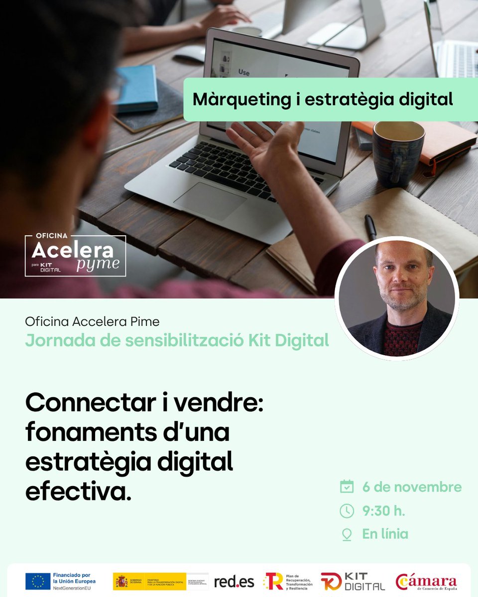 cambragirona's tweet image. 📢 Jornada de sensibilització Kit Digital: Connectar i vendre: fonaments d’una estratègia digital efectiva.
📅 6 nov · 9:30-11h · Online
📝 Inscripció: digital.cambragirona.cat/activitats/con…

#Acelerapyme #TransformacióDigital
@redpuntoes @camarascomercio @SEDIAgob @Acelerapyme @cambragirona